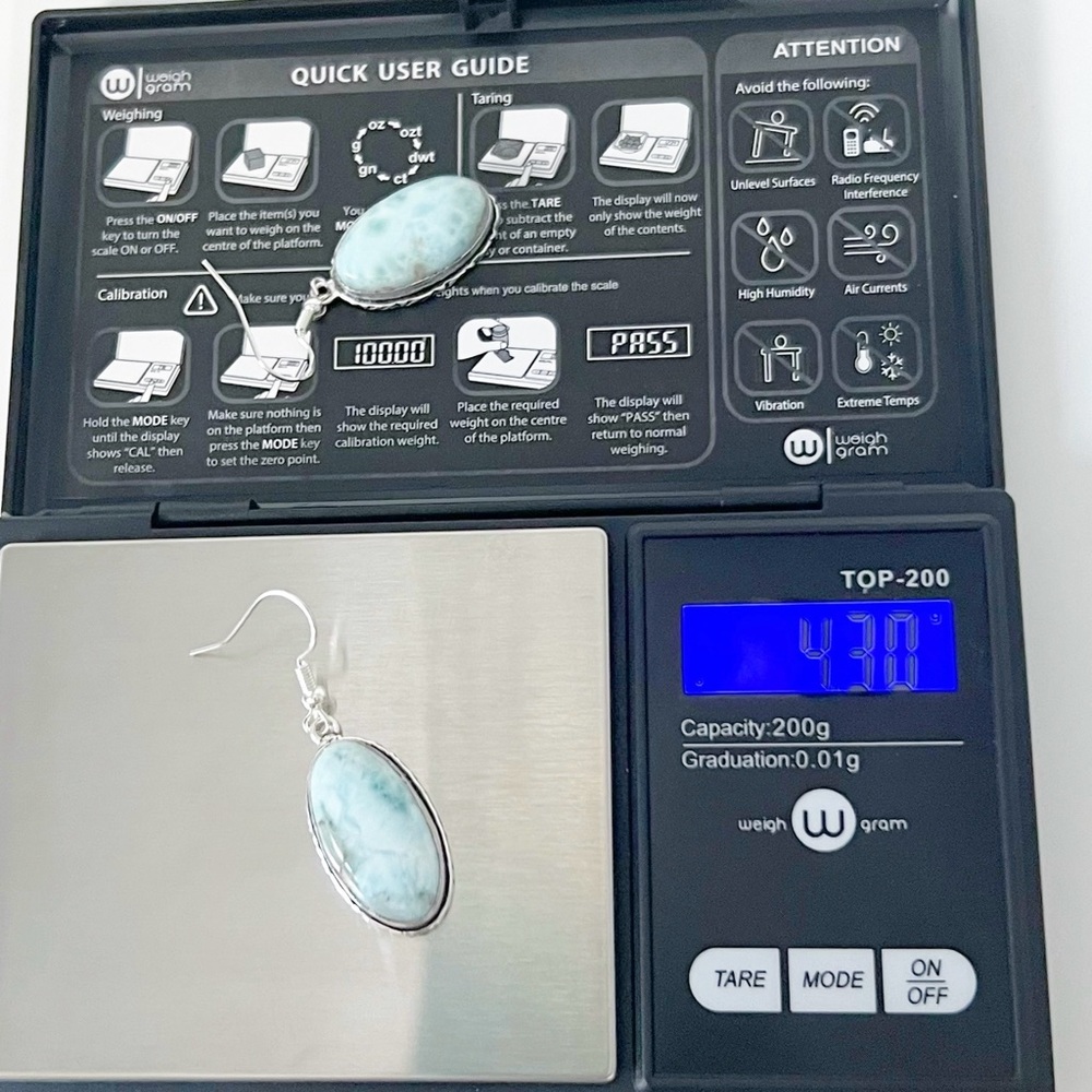 Jewelry Set Extra Chunky Larimar Pendant Necklace and Larimar Earrings New - Picture 4 of 9
